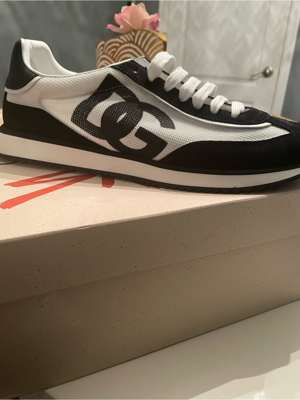 Dolce & Gabbana Black and White Logo Runner Sneaker